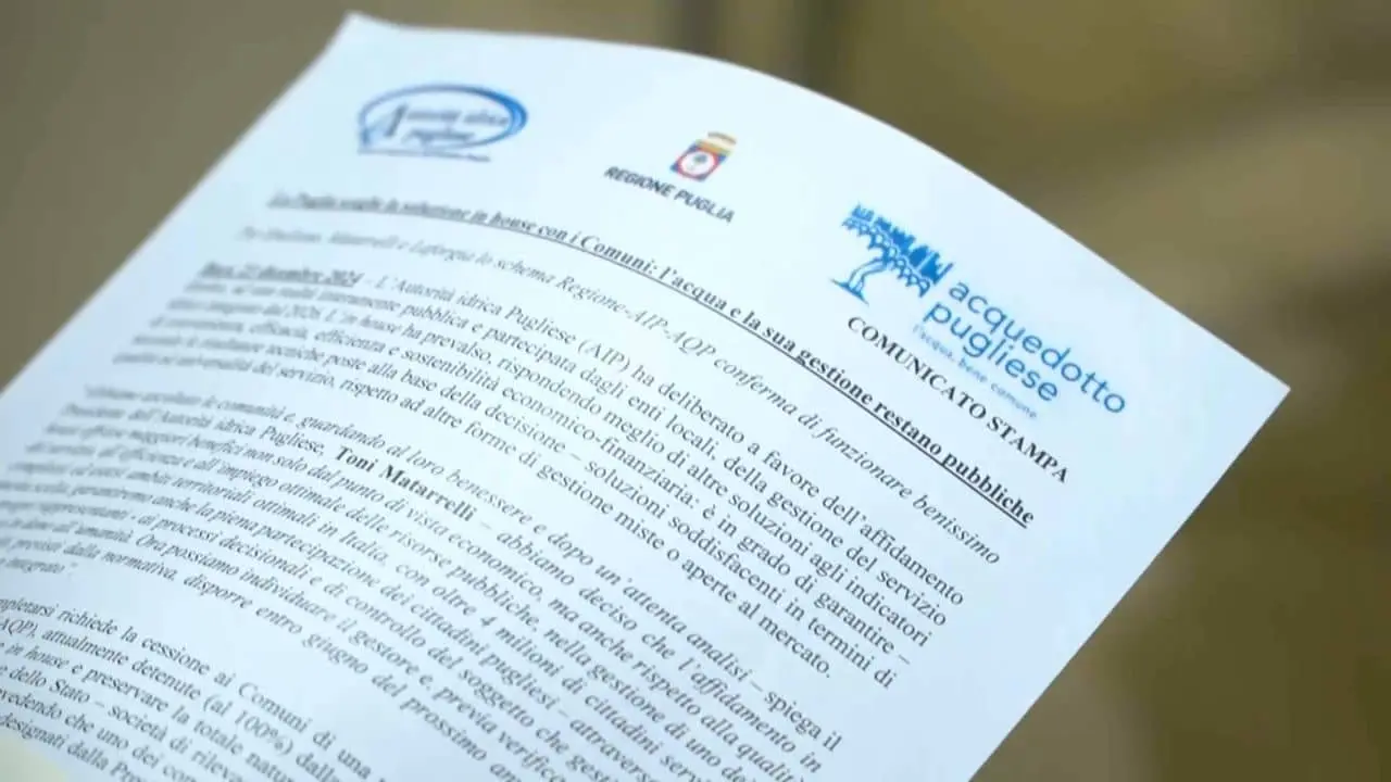 La Puglia sceglie l'in-house. L'Acqua resta pubblica